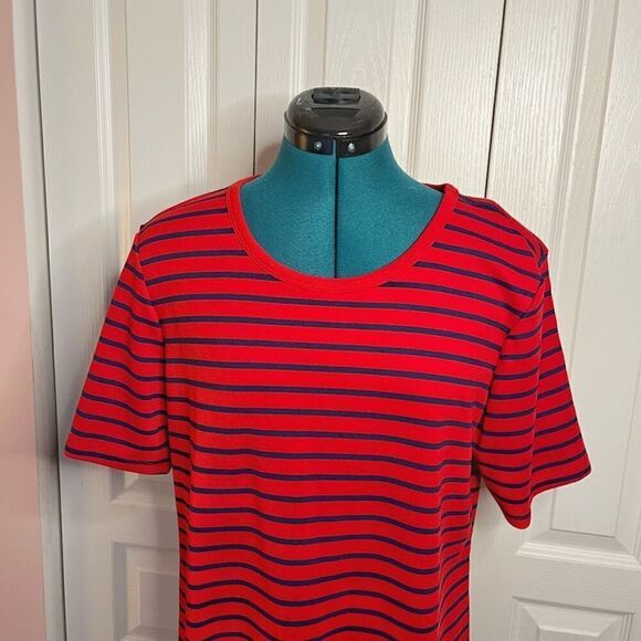 Old Navy Red Navy Blue Nautical Stripe Short Sleeve T Shirt Stretch Petite Dress - Picture 5 of 9